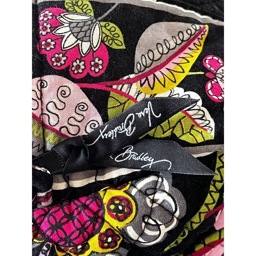 Vera Bradley Quilted Travel Tote Bag 20" Moon Blooms VGUC Black Pink Green White - Picture 14 of 16